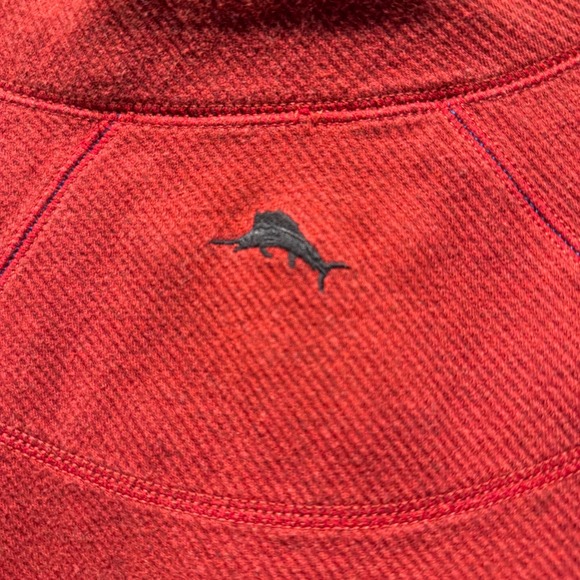 Tommy Bahama Men's Red Half Zip‎ Pullover Textured Long Sleeve Casual Sweater - Picture 4 of 5